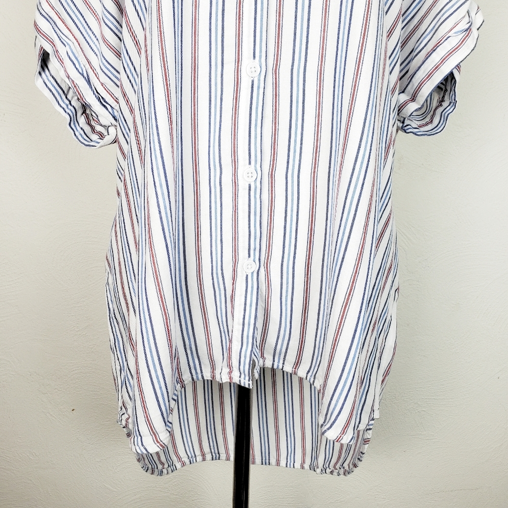 Beachlunchlounge Top Shirt Striped Boho Beach Summer Spring Coastal Neutral - Picture 4 of 10